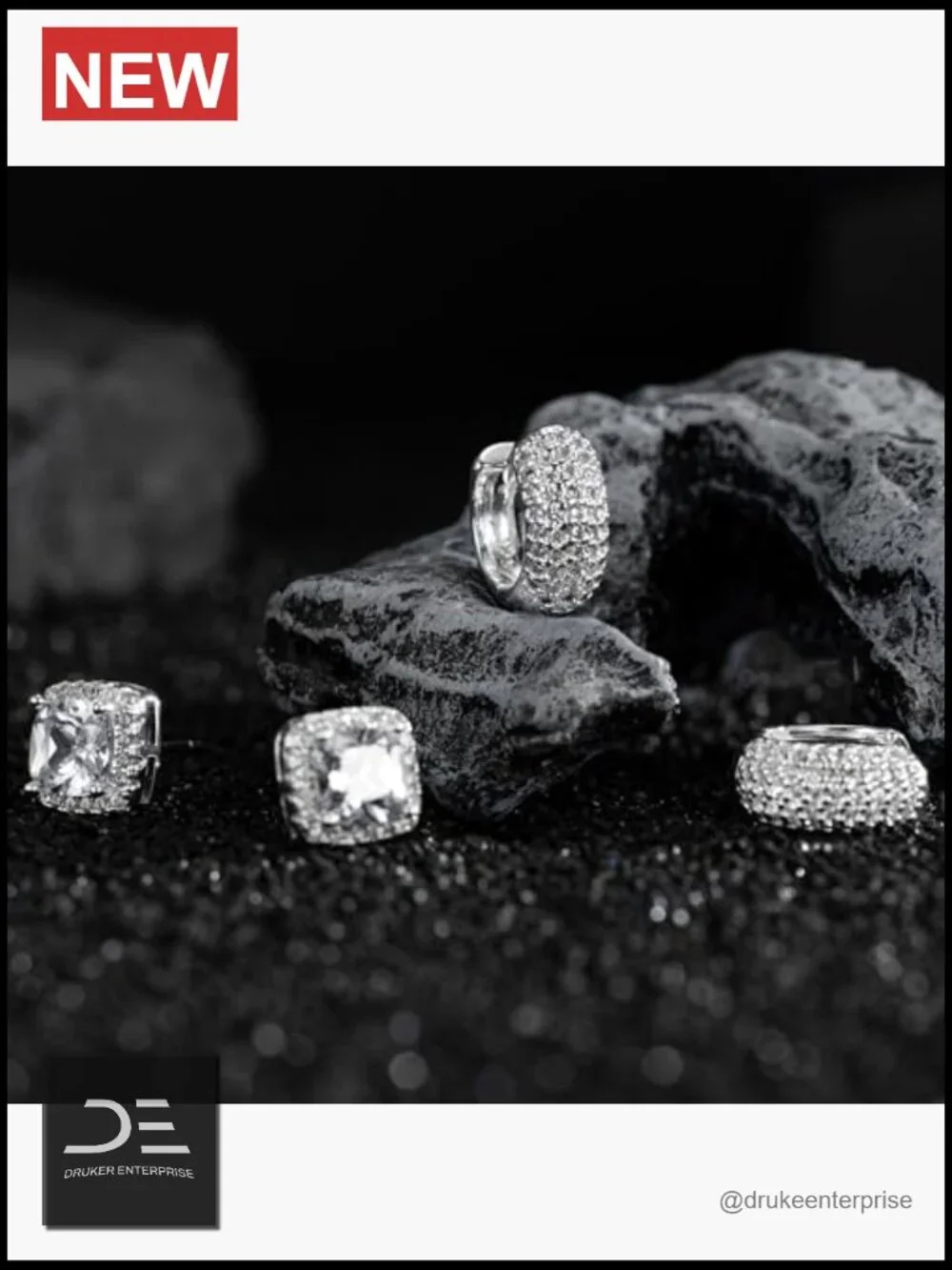 2 Pairs 14K Gold/Silver-Plated CZ Stud & Hoop Earrings Set for Men Women